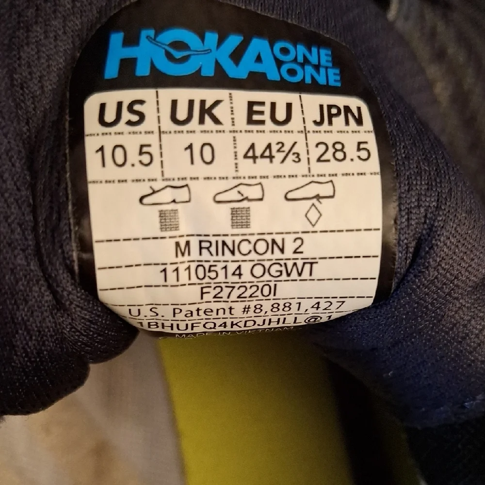 Hoka Men's M Rincon 2 Athletic Shoes - Gray and Lime Sz 10.5 - Picture 4 of 10